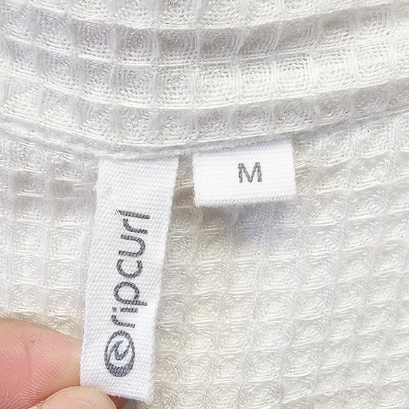 Rip Curl Ava Waffle Knit Button Down Women's Ivory Summer Shirt Dress Size M - Picture 4 of 6